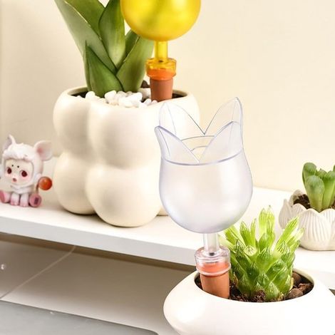 Estacas de autorriego - Goteros automáticos para plantas - Riego de plantas - Diseño en forma de tulipán - 180 ml - Terracota (1/5)