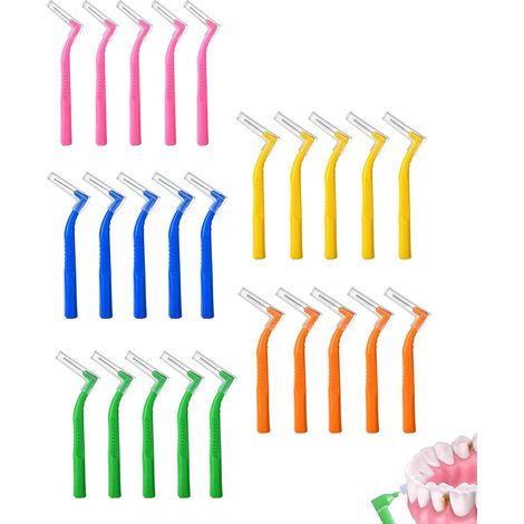 50Pcs Interdental Brush Heads 5 Sizes with Non-Slip Handle for Cleaning Teeth Gap Mouth Cleaning Braces (5 Colors) (1/5)