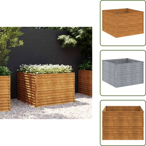 The Living Store Lit surélevé de jardin 100x100x69 cm acier corten - Bac à fleurs (1/5)