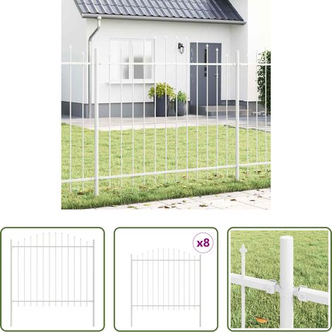 vidaXL Stahlzaun -  Gartenzaun 8 pcs Weiß 170 x 165 cm Pulverbeschichteter Stahl (1/5)