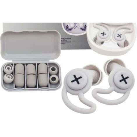 Bouchons d'oreilles en silicone gris réutilisables et lavables pour un sommeil paisible et une protection auditive optimale- (1/4)