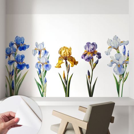 Papier peint autocollant avec imprimé pour décoration intérieure pour rénovation a motif Fleurs d'iris 104x70 cm (1/5)