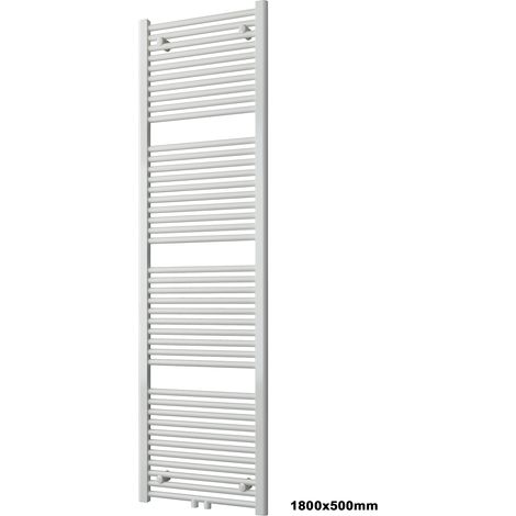 BERNSTEIN - Toallero de baño de diseño en latón - Blanco - R18W - 180x50cm, Mit Handtuchhalter gerade, Sin kit de conexión 1800x500mm, Con toallero recto, Sin juego de conexión