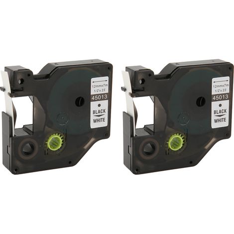 Ruban Étiqueteuse 2 Pièces Noir sur Blanc Compatible D1, Rouleaux de Remplacement 12mm 7m pour Imprimantes LM210D LP420 M500TS, Étiquettes Adhésives pour Marquage (1/5)