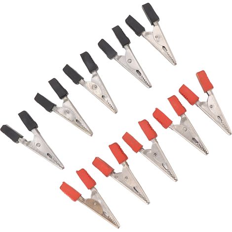 20 Stück rote und schwarze Krokodilklemmen mit 1 cm Loch für elektrische Prüfungen, Edelstahl, für Batteriekabel (1/5)