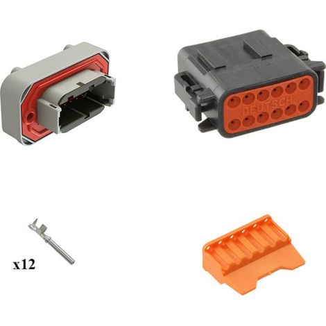 Kit Connecteur DTM15 series femelle 12 Voies PCB Noir