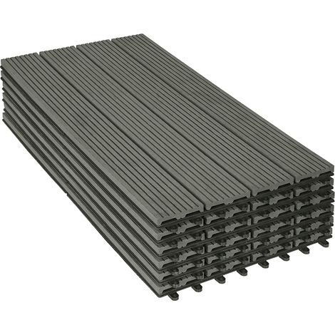 Woltu – Lot de 6 dalles de sol WPC 30x60cm – Résistant aux UV – Antidérapant – Système plug-in pour installation facile – 1m²