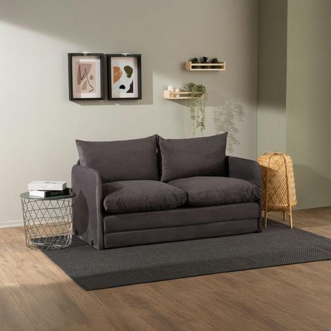 Canapé-lit en tissu gris, 2 personnes 140 cm ORURO (1/5)
