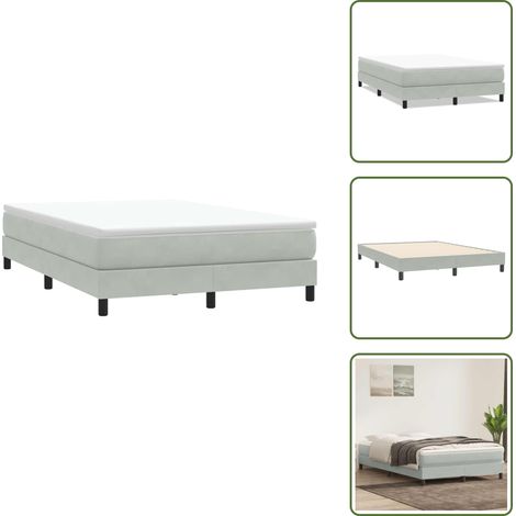 The Living Store Giroletto Molle senza Materasso Grigio Chiaro 160x210cm Velluto - Letto con materasso