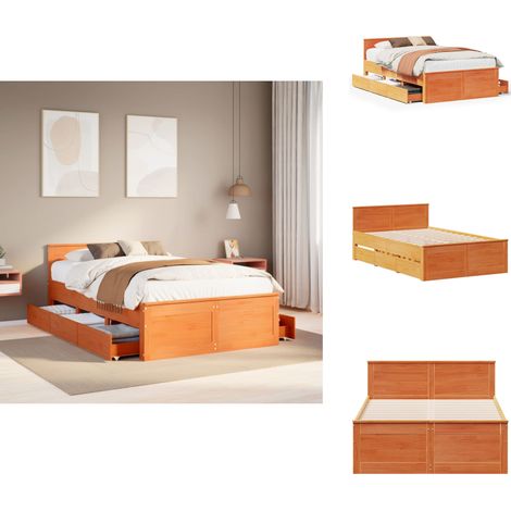 Cadre de lit sans matelas avec tête de lit brun cire 120x200 cm - Cadre De Lit - Cadres De Lit - Meuble De Chambre À Coucher - Lit (1/5)