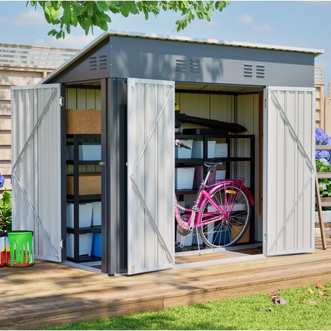 Casetta da giardino in metallo 242 x 120 x 192 cm, grigio HAVRYA (1/5)