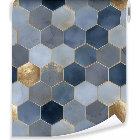 Papier peint bleu or interlining wall living room bedroom wallpaper (1/3)