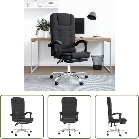 vidaXL Massage Reclining Office Chair Black Faux Leather (1/5)