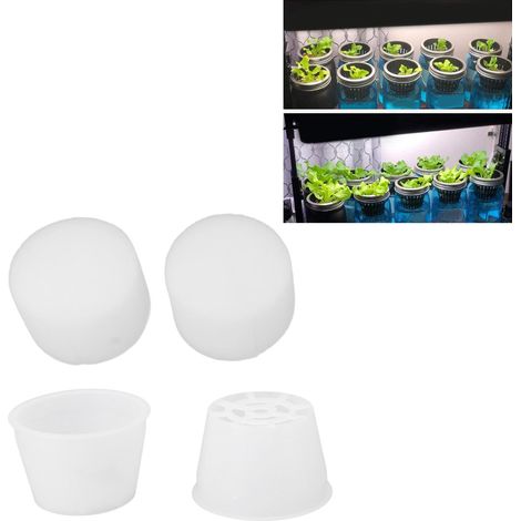 Cesta de cultivo hidropónico con esponja: juego de 100 piezas para jardinería sin tierra, bandejas de cultivo de plástico resistente y esponjas de cultivo blancas. (1/5)
