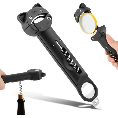 Ouvre-boîte à vin, ouvre-boîte rétractable, ouvre-boîte multifonctionnel réglable avec clip de couvercle, ouvre-boîte magnétique.
