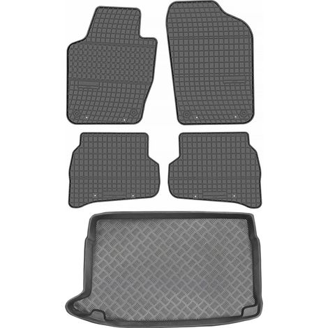 Set di tappetini in gomma per auto e tappetino per bagagliaio per Volkswagen Polo V Hatchback dal 2009 al 2017.