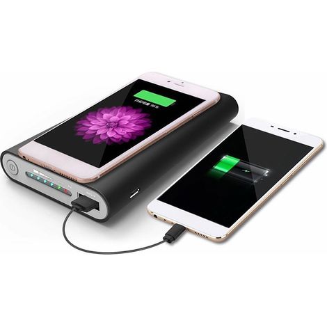 Boîtier de batterie externe DIY USB-C avec chargement sans fil, kit de batterie externe DIY pour batterie lithium-ion 10 000 mAh, noir (1/5)