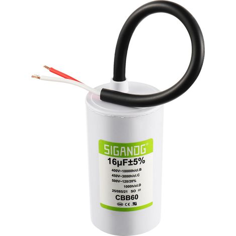 CBB60 Kondensator 16uF 450V AC Verdrahteter Motorstart SH 50/60 Hz Rollladen (1/5)