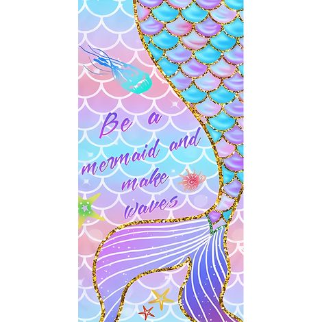 Serviette de plage en microfibre imprimée sirène européenne et américaine, séchage rapide. (1/4)