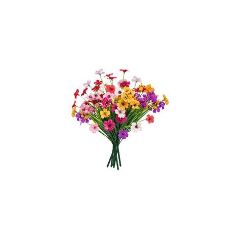 Fleurs artificielles en plein air, 6 paquets de fausses fleurs sans décoloration des plantes en plastique pour la décoration de la fenêtre du porche du jardin (couleur de mélange)-RAPANDA (1/5)