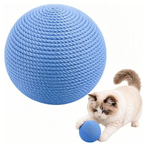1 extra-large blue sisal cat ball, durable scratching ball for teeth cleaning and claw care, interactive pet toy (1/5)