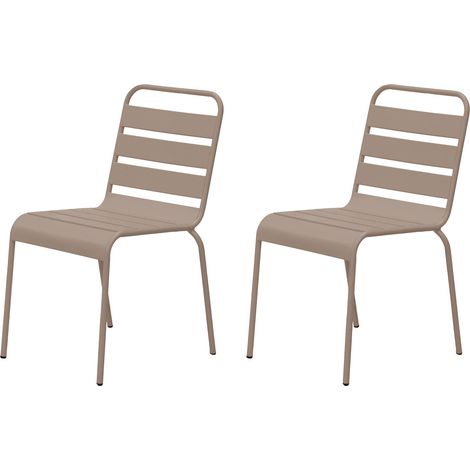 Lot de 2 chaises de jardin en métal taupe - BACA (1/5)