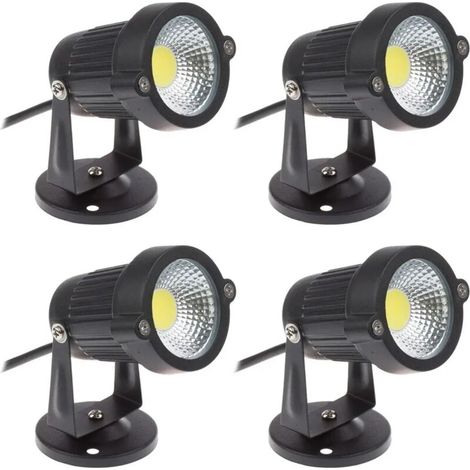 Lot de 4 Spot LED Cob 5W 220V Spots Jardin Orientables Luminaires Extérieur Jardin Terrasse（Blanc Froid）