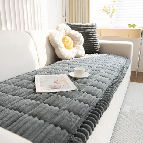 Housse de canapé en velours côtelé doux et lavable coussin d'assise neuve 70 x 150 cm (1/5)