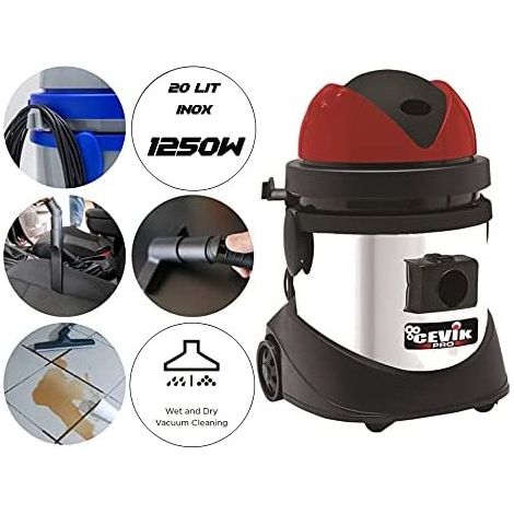 ASPIRADOR INOX. SOL/LIQ. 20LTS CEVIK PRO CE-PRO20XE (1/5)
