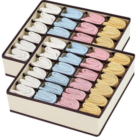 Schubladen Organizer 24 Fächer faltbar für Socken, Krawatten, Gürtel, Beige (1/5)