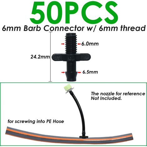 (SPL11-014-50PCS-1/4'') 20 à 100 raccords en T de 6,35 mm (1/4 pouce) pour système d'irrigation goutte à goutte, outils d'arrosage pour tuyaux de 4 mm/7 mm et serres. (1/5)