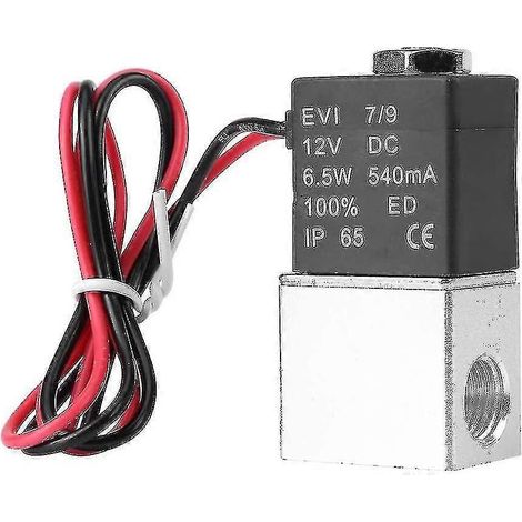 Électrovanne pneumatique en aluminium 12 V CC 1/4" 2 voies normalement fermée 1,2 MPa pour air et eau (12 V CC) (1/3)