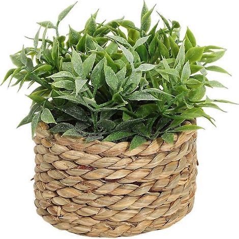 Petites plantes artificielles en pot, jardinières tressées à la main en jonc de mer, plante d'eucalyptus pour la décoration de la maison, de la salle de bain, d'une étagère, d'une table ou d'un bureau (1/5)