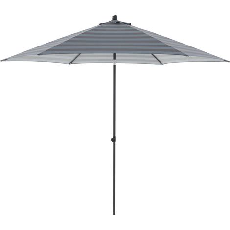 Doppler Mittelmastschirm "Push Up" Ø300 cm, Blockstreifen anthrazit, Bezug aus 100% Polyester, Gestell aus Aluminium, Gewicht 6,8 kg (1/5)