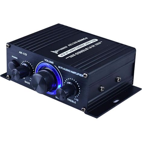 Mini amplificateur de puissance audio HiFi 12 V CC - Récepteur audio stéréo portable à -DOUble canal - Noir-AIMOONSA-DOU