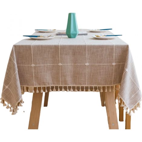 Nappe Rectangulaire Anti-Salissures 120x120 cm – Coton et Lin, Imperméable, Pour Cuisine, Jardin et Événements (1/5)