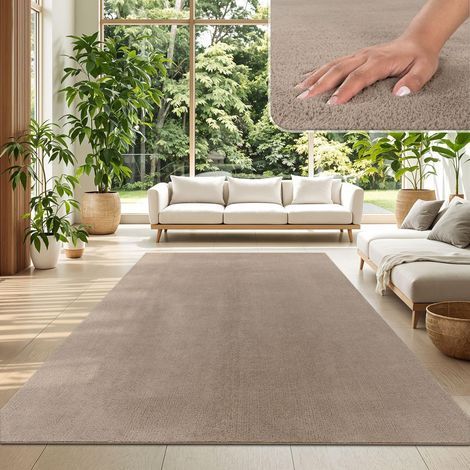 1 Tapis Poil Ras 100% Polyester, Design Moderne Lavable, Chauffage Au Sol, Salon 160x220 cm (1/5)
