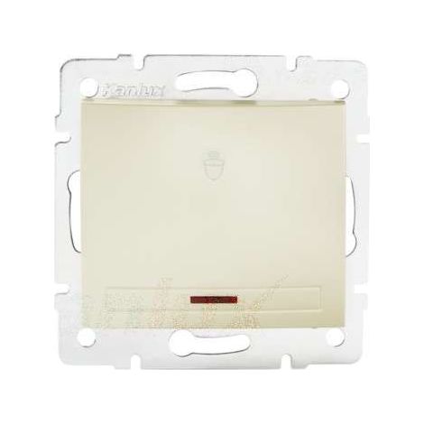 Bouton Poussoir Encastrable pour Sonnette avec Témoin LED DOMO Blanc Perlé (1/5)