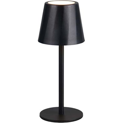 Akku Außen Tischleuchte Nachttischlampe LED Leselampe schwarz Touchdimmer H 21cm