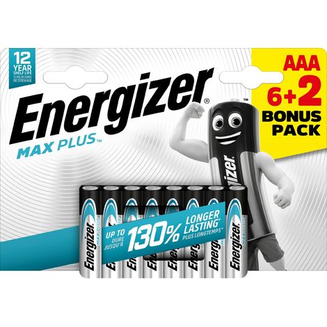 pile alcaline - energizer max plus - aaa - lot de 6+2 - energizer 437515