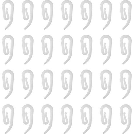 Crochets de Rideaux, 100pcs Crochets en Plastique Blanc, Crochet Rideau Rail, Crochets Agraphes pour Rideaux pour Rideau de Fenêtre, Rideau de Porte et Rideau de Douche (1/4)