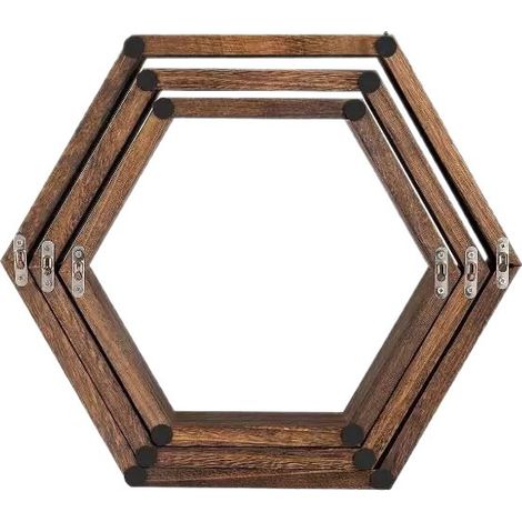 Étagères murales hexagonales bois, rangement déco salon design (1/5)