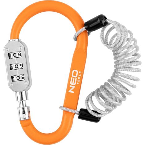 Candado mosquetón Neo Tools 85-003 cable acero 1 m (1/3)