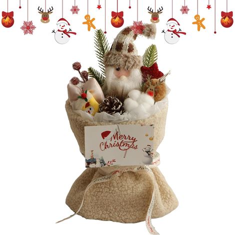 Bouquet de Fleurs Artificielles de Noël Centrepieces de Table avec Lumière  Branches De Pin Artificielles Doll Avec Tiges De Baies Et Cônes De Pin Fleurs Fausses pour la Maison d'Hiver, Anniversa (1/5)