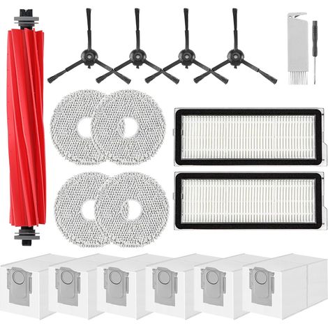 Zubehör für Roborock Qrevo Pro,Qrevo S Staubsauger 1 Hauptbürsten,2 HEPA-Filter,6 Staubbeutel,4 Wischtücher,4 Seitenbürsten(Schwarz),1 Bürste,1 Schraubendreher,19 pcs Ersatzteilset (1/5)