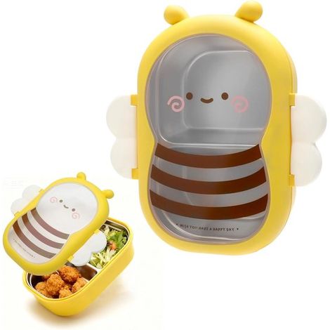 Fiambrera infantil con compartimentos, de acero inoxidable, libre de BPA, ideal para el colegio y excursiones. (1/5)