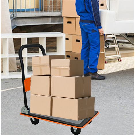 Carro plataforma plegable 150 kg acero naranja OKMYHOME (1/5)