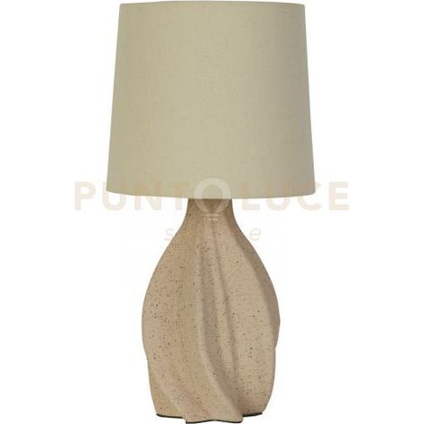 Lampada da tavolo Twist 1Lt, in ceramica con paralume in lino