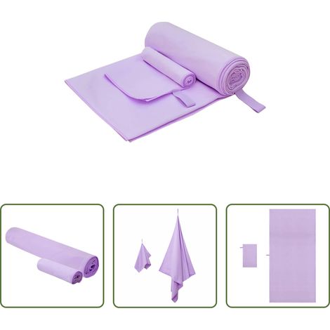 vidaXL Sporthandtuch -  Sporthandtuch Set 2 pcs Lila Stoff (1/5)