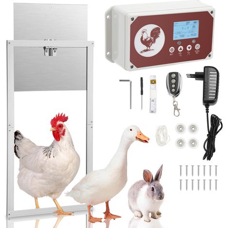Randaco Puerta automática para gallinero sensible a la luz, resistente al agua IP44 de 7,8 W, abridor automático de puerta para gallinero con temporizador.